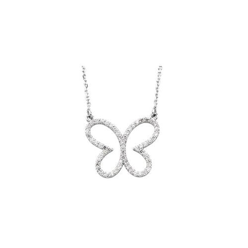 14k White Gold .33 Cttw. Diamond Butterfly Necklace