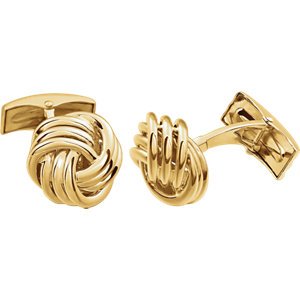 Love Knot 14k Yellow Gold Cuff Links, 15MM