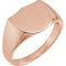 Men's Brushed Closed Back Shield Signet Ring, 14k Rose Gold (14mm)