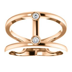 Diamond Two-Stone Negative Space Ring, 14k Rose Gold, Size 7 (.06 Ctw, G-H Color, I1 Clarity)