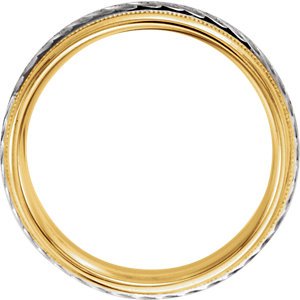 18k Yellow and White Gold Two-Tone Milgrain 6mm Comfort-Fit Band