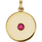 Round Ruby Disc Pendant, 14K Yellow Gold