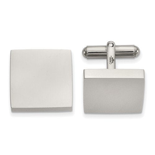 Stainless Steel Polished white Square Cuff Links, 19.37MMX17.94MM