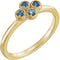 Aquamarine Quatrefoil Ring, 14k Yellow Gold, Size 6.5