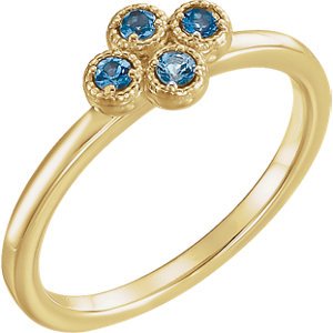 Aquamarine Quatrefoil Ring, 14k Yellow Gold, Size 6