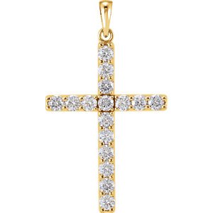 Diamond Cross Pendant, 14k Yellow Gold (1.25 Ctw, Color GH, Clarity I1)