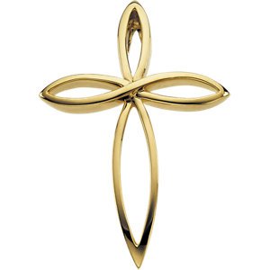 Loop Cross 14k Yellow Gold Pendant (36.5x26.25 MM)