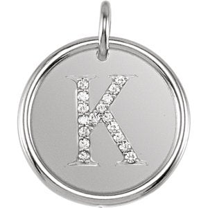 Diamond Initial "K" Pendant, Rhodium-Plated 14k White Gold (.08 Ctw, Color G-H, Clarity I1 )