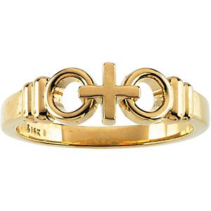 14k Yellow Gold Ladies Joined By Christ Ring, Size 1.5