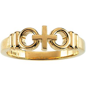 14k Yellow Gold Gentlemens Joined By Christ Ring, Size 14