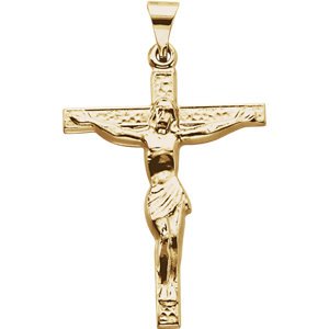 Hammered Crucifix 18k Yellow Gold Pendant (24.5X19.2MM)