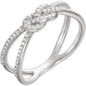 Platinum Diamond Knot Comfort-Fit Ring (1/5 Ctw, Color G-H, Clarity SI2-SI3), Size 7