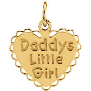 Girl's 14k Yellow Gold 'Daddy's Little Girl' Scalloped Heart Pendant