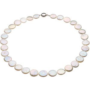 White Freshwater Cultured Coin Pearl Sterling Silver Necklace, 18" (13.0-14.0 MM)