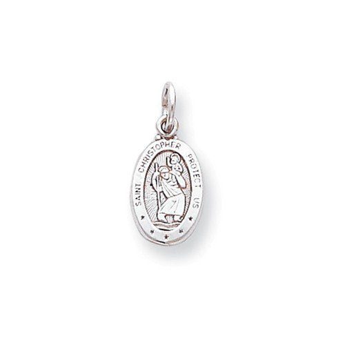 Rhodium-Plated 10k White Gold ST. Christopher Medal (20X9MM)