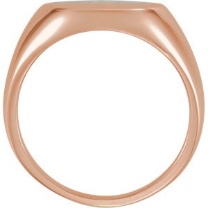 Men's Open Back Brushed Signet Ring, 10k Rose Gold (15mm) Size 10.5