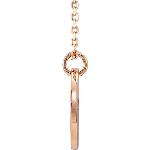 Pierced Cross Disc Necklace in 14k Rose Gold 16-18"