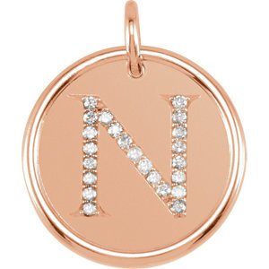 Diamond Initial "N" Pendant, 14k Rose Gold (0.1 Ctw, G-H Color, I1 Clarity)