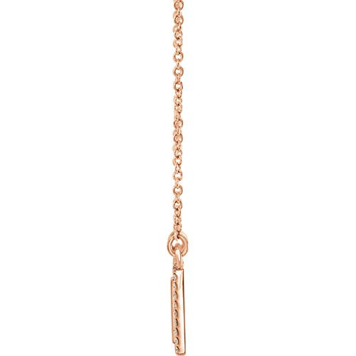 Diamond Bar Engravable Necklace, 14k Rose Gold, 18" ( 0.16 Ctw, G-H Color, I1 Clarity)