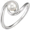 Platinum White Freshwater Cultured Pearl Bypass Ring (5.5-6.00mm) Size 6.5