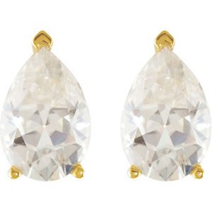 3 Cttw Charles and Clovard 14k Yellow Gold Moissanite Pear Solitaire Earrings