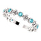 Genuine Blue Zircon Beaded Ring, Rhodium-Plated Sterling Silver