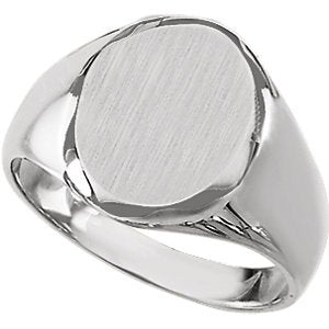 Men's Closed Back Brushed Signet Ring, Continuum Sterling Silver (13.25x10.75 mm)