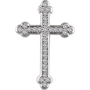 Diamond Botonée Cross Rhodium-Plated 14k White Gold Pendant (.25 Ctw, H+ Color, I1 Clarity)