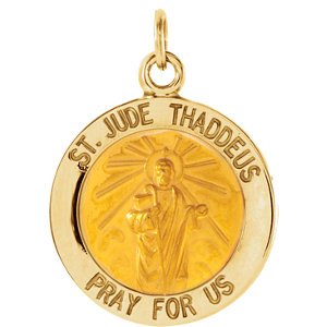 14k Yellow Gold Round St. Jude Thaddeus Medal (14.5MM)