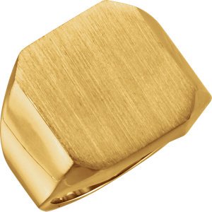 Men's Brushed Signet Ring, 10k Yellow Gold, Size 10 (18x16MM)