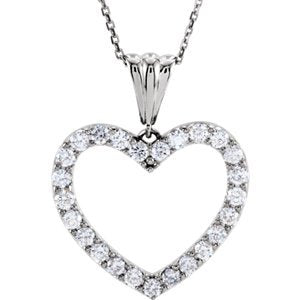 Diamond Heart 14k White Gold Pendant Necklace, 18" (1.00 Cttw)