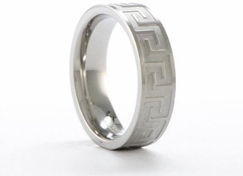 Titanium Greek Key 6mm Comfort Fit Band