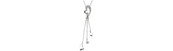 14k White Gold and Diamond Heart Necklace (HI Color, I1 Clarity, 1/10 Cttw)