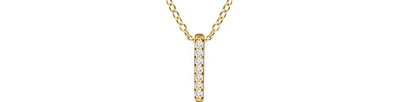 Diamond Bar Necklace in 14k Yellow Gold, 16-18" (.05 Ctw, Color H+, Clarity I1)