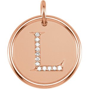 Diamond Initial "L" Pendant, 14k Rose Gold (.06 Ctw, Color G-H, Clarity I1)