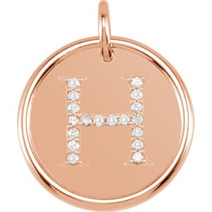 Diamond Initial "H" Pendant, 14k Rose Gold (0.1 Ctw, Color GH, Clarity I1)