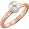 White Freshwater Cultured Pearl Solitaire Ring, 14k Rose Gold (6.5-7mm) Size 7