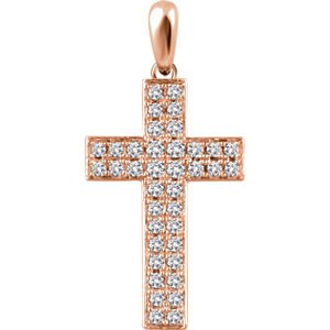 Diamond Western Cross Pendant, 14k Rose Gold (.25 Ctw, H+ Color, I1 Clarity)
