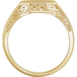 Men's 14k Yellow Gold Octagon Scrollwork Signet Ring, Size 9.5