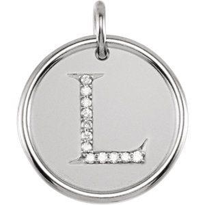 Diamond Initial "L" Pendant, Rhodium-Plated 14k White Gold (.06 Ctw, Color G-H, Clarity I1)