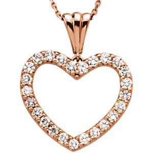 Diamond Heart 14k Rose Gold Pendant Necklace, 18" (1.00 Cttw)