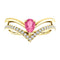 Pink Tourmaline Pear and Diamond Chevron 14k Yellow Gold Ring (.145 Ctw,G-H Color, I1 Clarity)