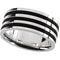 Sterling Silver and Black Rubber 7mm Band