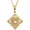 Diamond Vintage Dangle 14K Yellow Gold Pendant Necklace, 18" (1/6 Cttw)