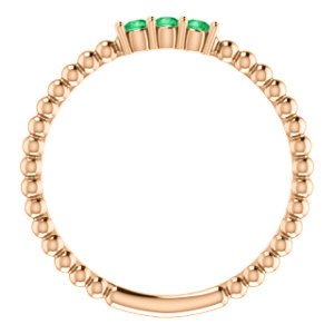 Emerald Beaded Ring, 14k Rose Gold, Size 7