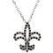 Black Diamond Fleur-de-Lis 47-Stone 14k White Gold Pendant Necklace, 16" (1/4 Ctw)