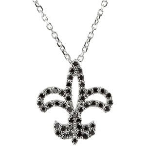 Black Diamond Fleur-de-Lis 47-Stone 14k White Gold Pendant Necklace, 16" (1/4 Ctw)