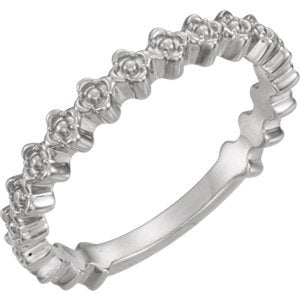 Petite Clover Stackable Ring, Rhodium-Plated 14k White Gold