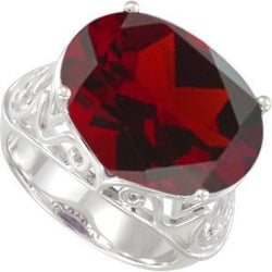 Sterling Silver Filigree Mozambique Garnet Ring, Size 10 (14.30 Cttw)