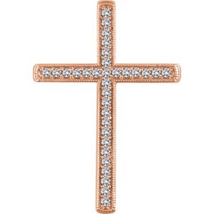 Diamond Chapel Cross 14k Rose Gold Pendant (.5 Ctw, H+ Color, I1 Clarity)